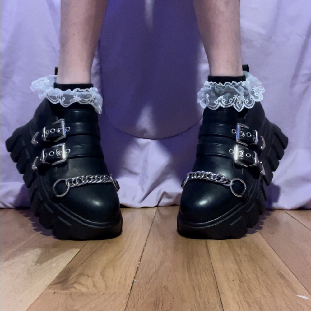 Deadstock gothic punk Lamoda chunky platform Maryjane ankle boots